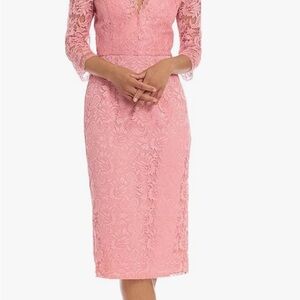Maggy London Pink Lace Long Sleeve Dress